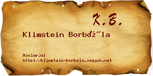 Klimstein Borbála névjegykártya